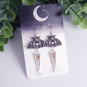 Moth Moon phase Earrings birthstone 925